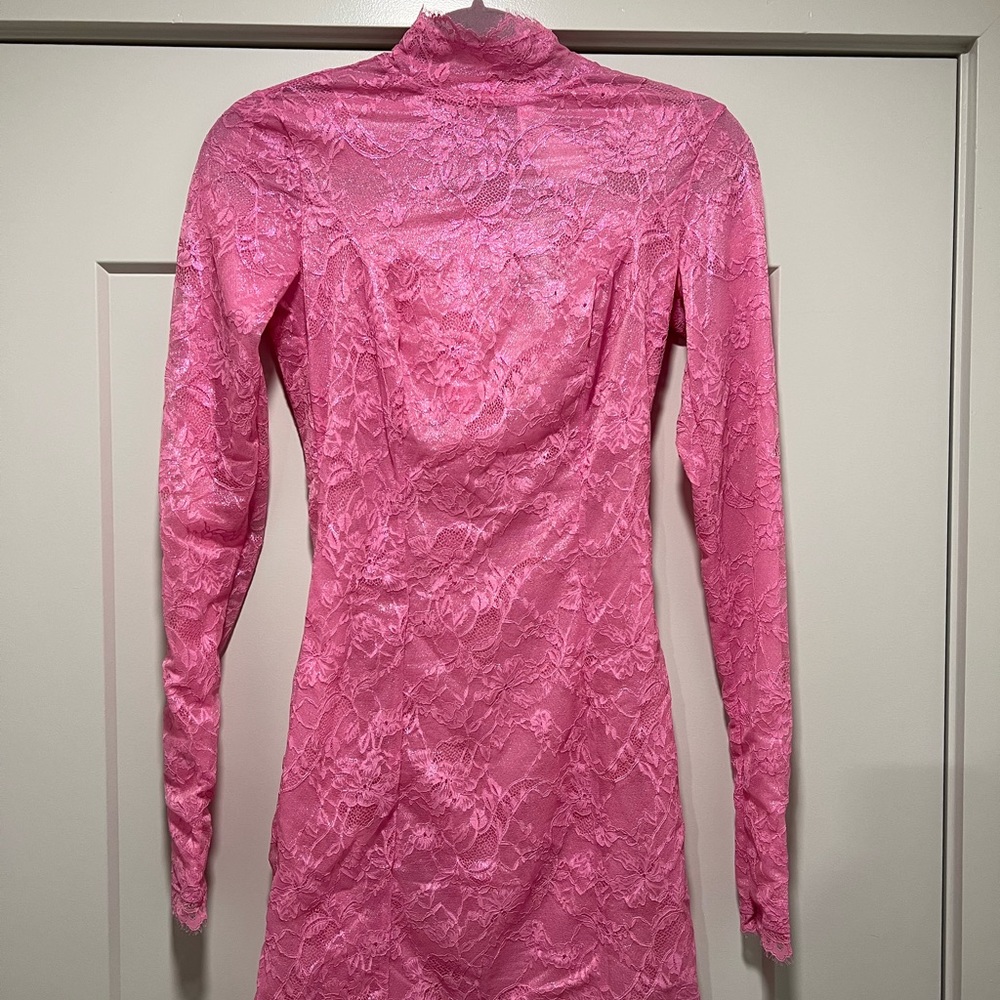 SKIMS LACE TURTLENECK DRESS-Bubblegum